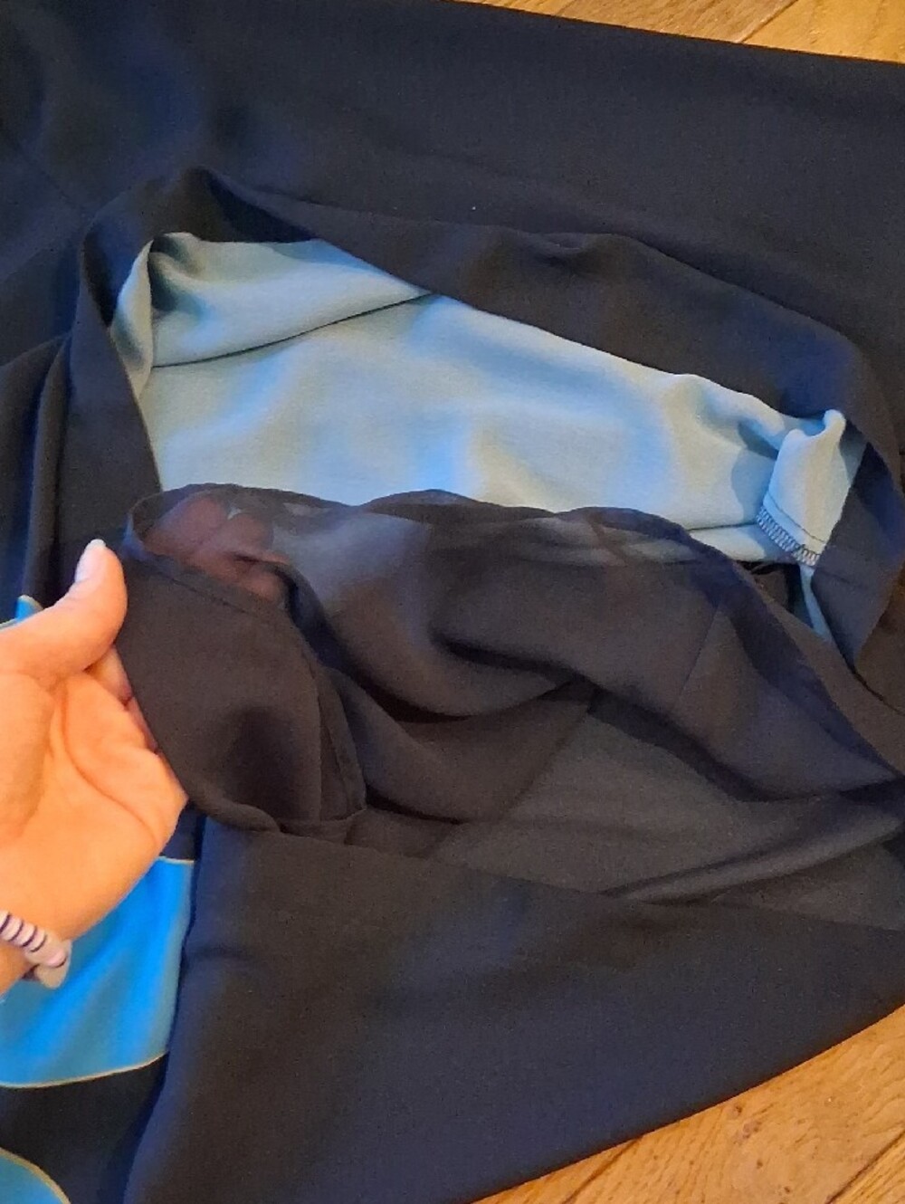 LOFT Lined Long Sleeve Navy Top, Size Large - Picture 3 of 5